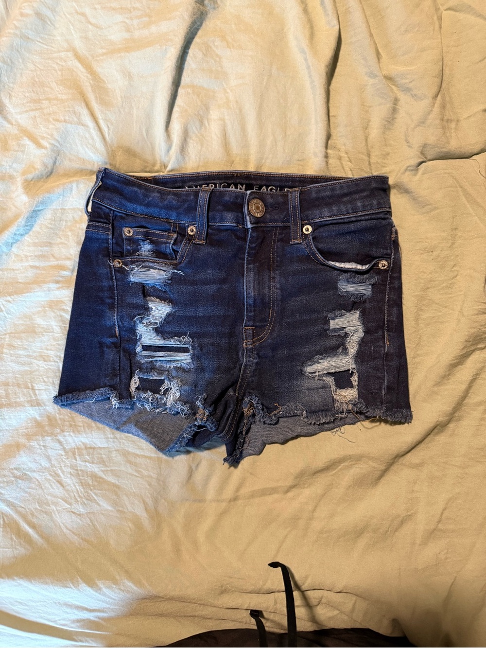 American Eagle Outfitters Indigo Ripped High-Waist Jean Shorts